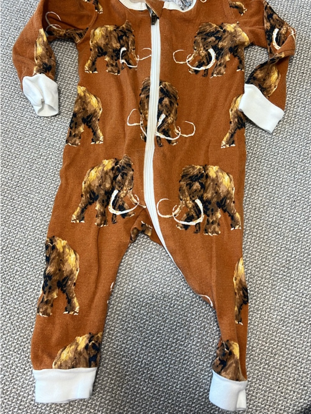 Milkbarn Brown Mammoth Print Zip One-Piece 0-3 months